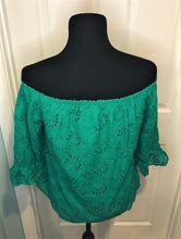 Load image into Gallery viewer, KELLY GREEN EYELET BLOUSE