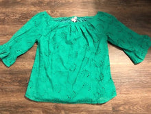 Load image into Gallery viewer, KELLY GREEN EYELET BLOUSE