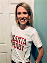 Load image into Gallery viewer, Santa Baby Graphic T-Shirt With Reindeer Earrings