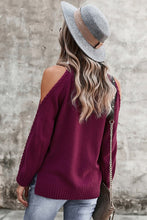 Load image into Gallery viewer, Cold Shoulder Solid Knit Sweater
