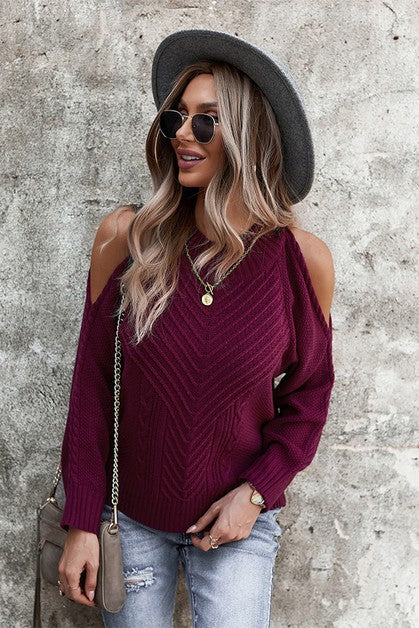 Cold shoulder hotsell solid sweater