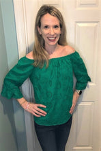 Load image into Gallery viewer, KELLY GREEN EYELET BLOUSE
