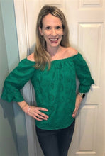 Load image into Gallery viewer, KELLY GREEN EYELET BLOUSE