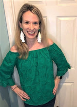 Load image into Gallery viewer, KELLY GREEN EYELET BLOUSE