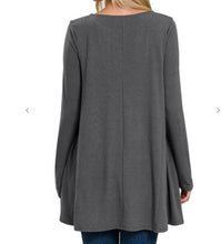 Load image into Gallery viewer, LONG SLEEVE BOAT NECK FLARED TOP