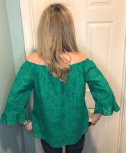 Load image into Gallery viewer, KELLY GREEN EYELET BLOUSE