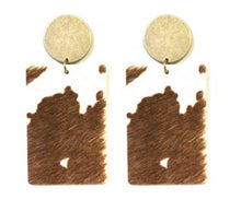 Load image into Gallery viewer, COW PRINT GOLD PLATED EARRINGS