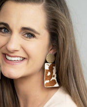 Load image into Gallery viewer, COW PRINT GOLD PLATED EARRINGS