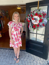 Load image into Gallery viewer, FLORAL FLUTTER SLEEVE DRESS