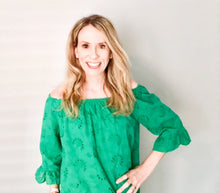 Load image into Gallery viewer, KELLY GREEN EYELET BLOUSE