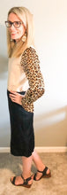 Load image into Gallery viewer, LEOPARD SLEEVE MOCK NECK KNIT TOP
