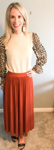 Load image into Gallery viewer, LEOPARD SLEEVE MOCK NECK KNIT TOP