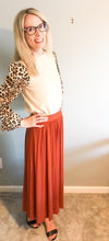 Load image into Gallery viewer, LEOPARD SLEEVE MOCK NECK KNIT TOP