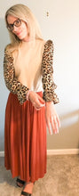 Load image into Gallery viewer, LEOPARD SLEEVE MOCK NECK KNIT TOP
