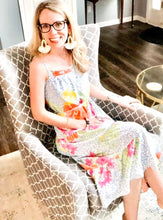 Load image into Gallery viewer, FLORAL ANIMAL PRINT MIDI DRESS