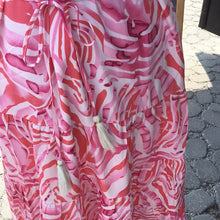 Load image into Gallery viewer, ABSTRACT PRINT TIERED MIDI DRESS
