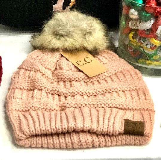CC FUR POM BEANIE