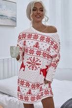 Load image into Gallery viewer, Holiday Long Sleeve Pattern Printed Dress/Pajamas
