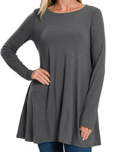 Load image into Gallery viewer, LONG SLEEVE BOAT NECK FLARED TOP
