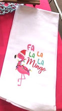 Load image into Gallery viewer, Flamingo Holiday Tea Towel

