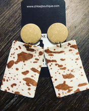 Load image into Gallery viewer, COW PRINT GOLD PLATED EARRINGS
