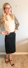 Load image into Gallery viewer, LEOPARD SLEEVE MOCK NECK KNIT TOP
