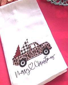 Holiday Tea Towel With Leopard Truck Print